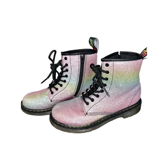 Doc Dr. Martens 1460 rainbow colored  Glitter J Boot AirWair girls US size 3 - Picture 1 of 9